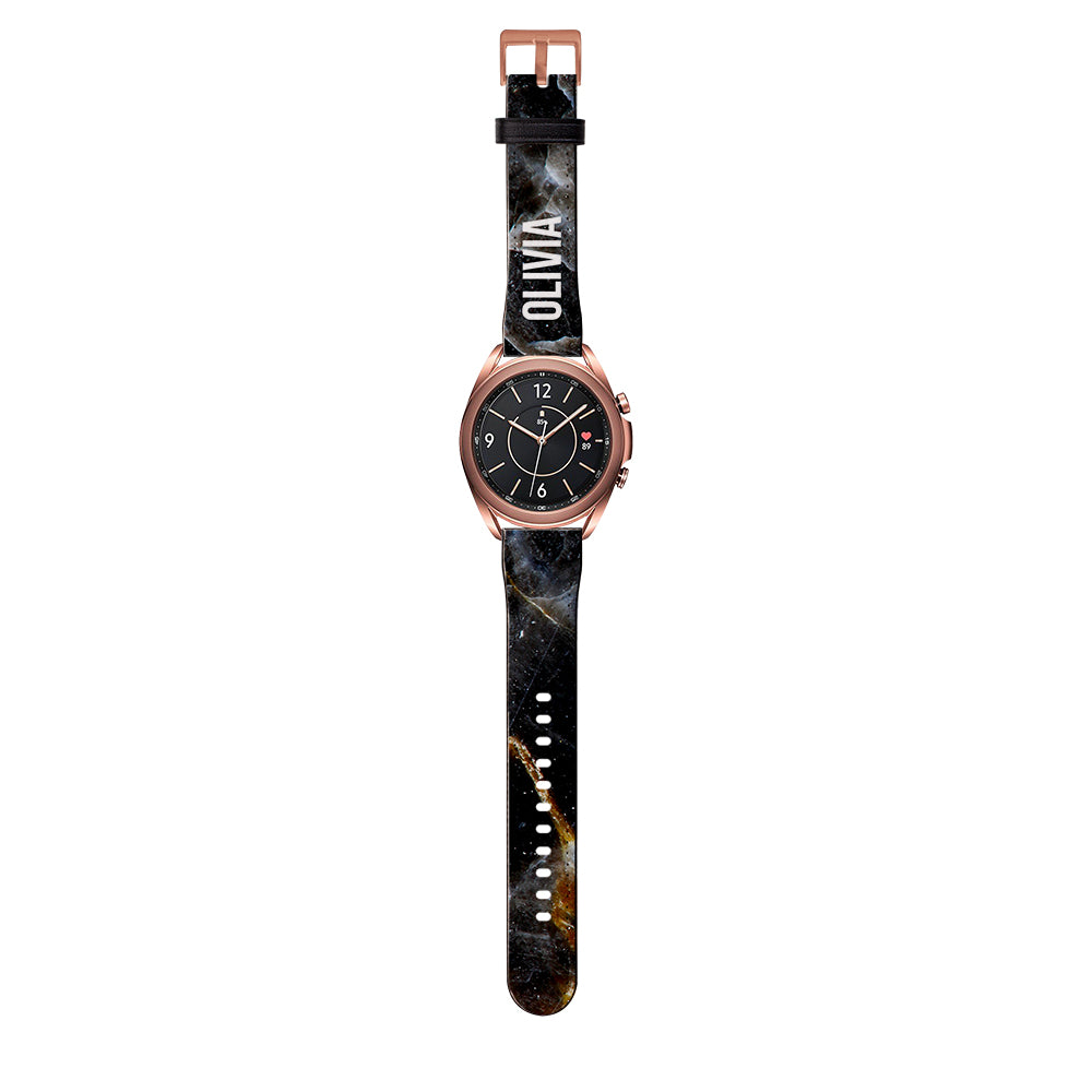 Personalised Midnight Marble Samsung Galaxy Watch3 Strap