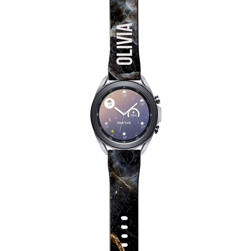 Personalised Midnight Marble Samsung Galaxy Watch3 Strap