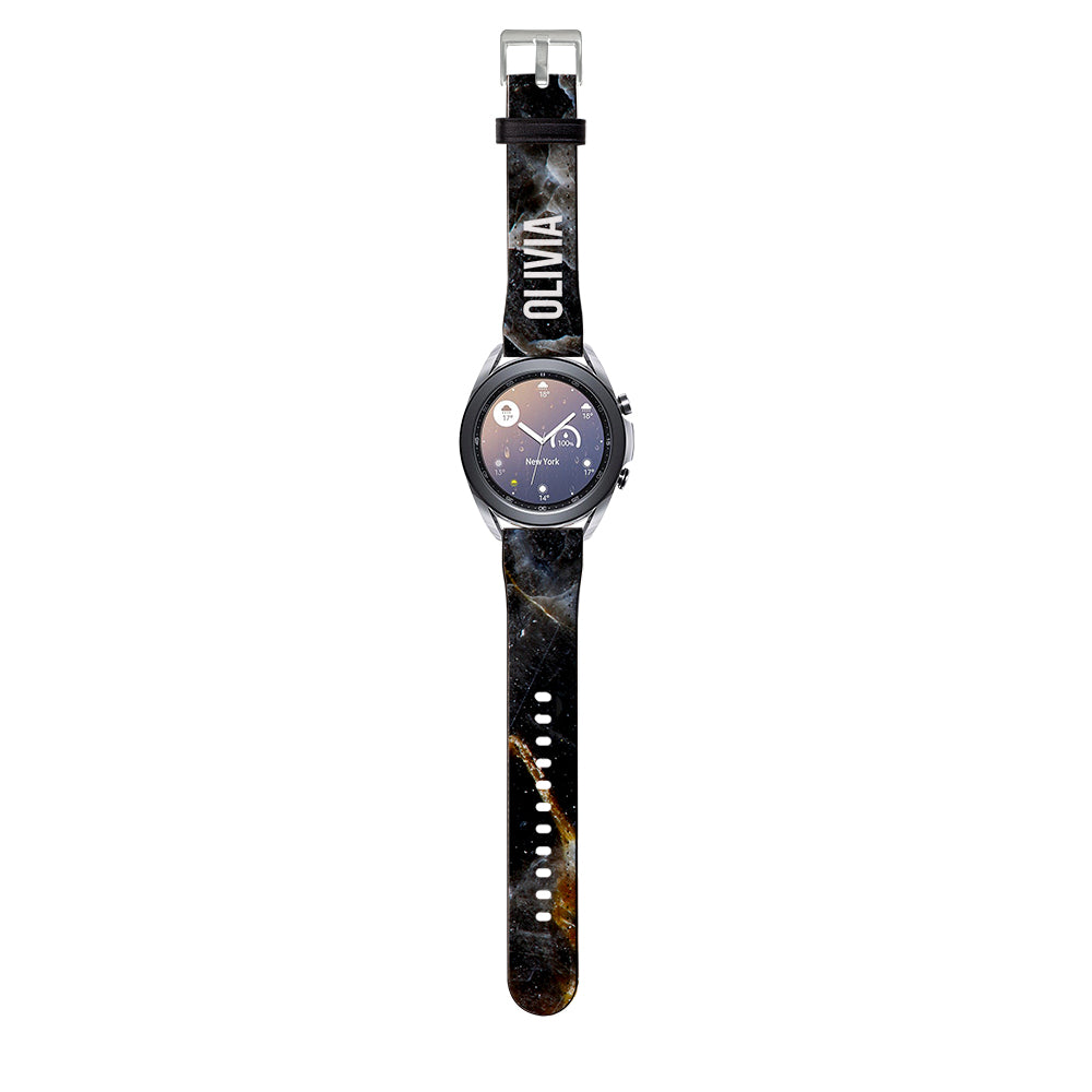 Personalised Midnight Marble Samsung Galaxy Watch3 Strap