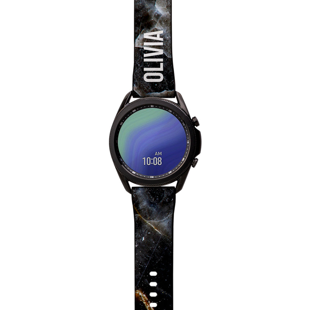 Personalised Midnight Marble Samsung Galaxy Watch3 Strap