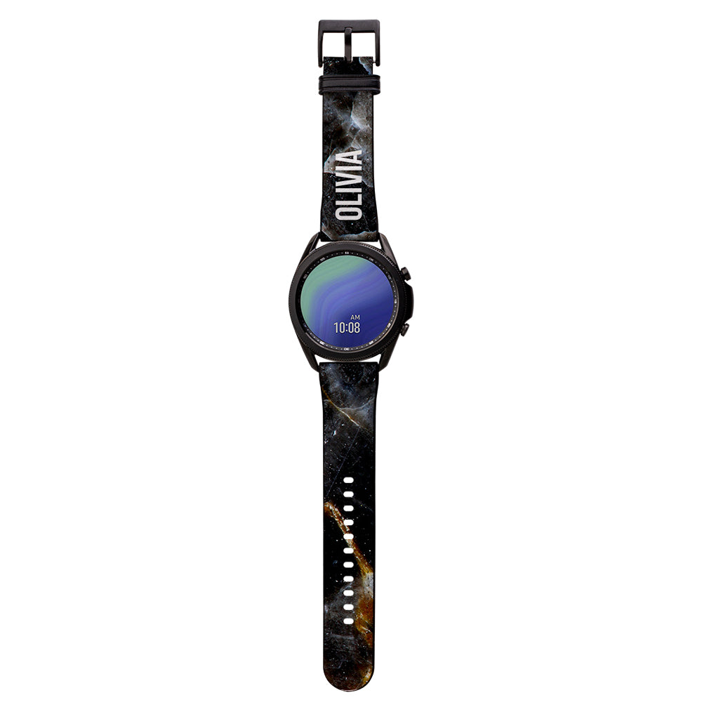 Personalised Midnight Marble Samsung Galaxy Watch3 Strap