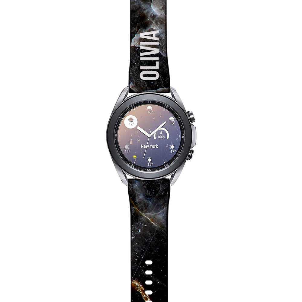 Personalised Midnight Marble Samsung Galaxy Watch3 Strap