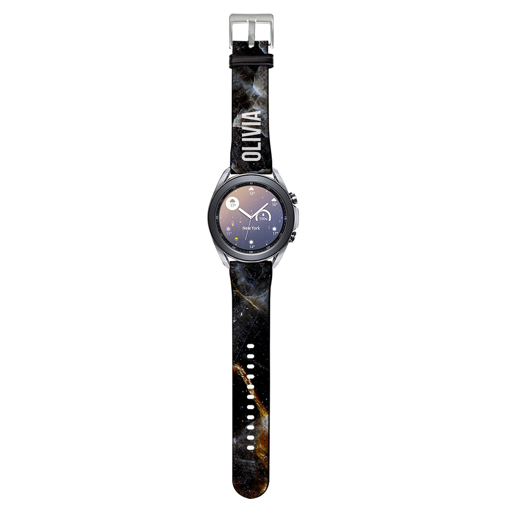 Personalised Midnight Marble Samsung Galaxy Watch3 Strap