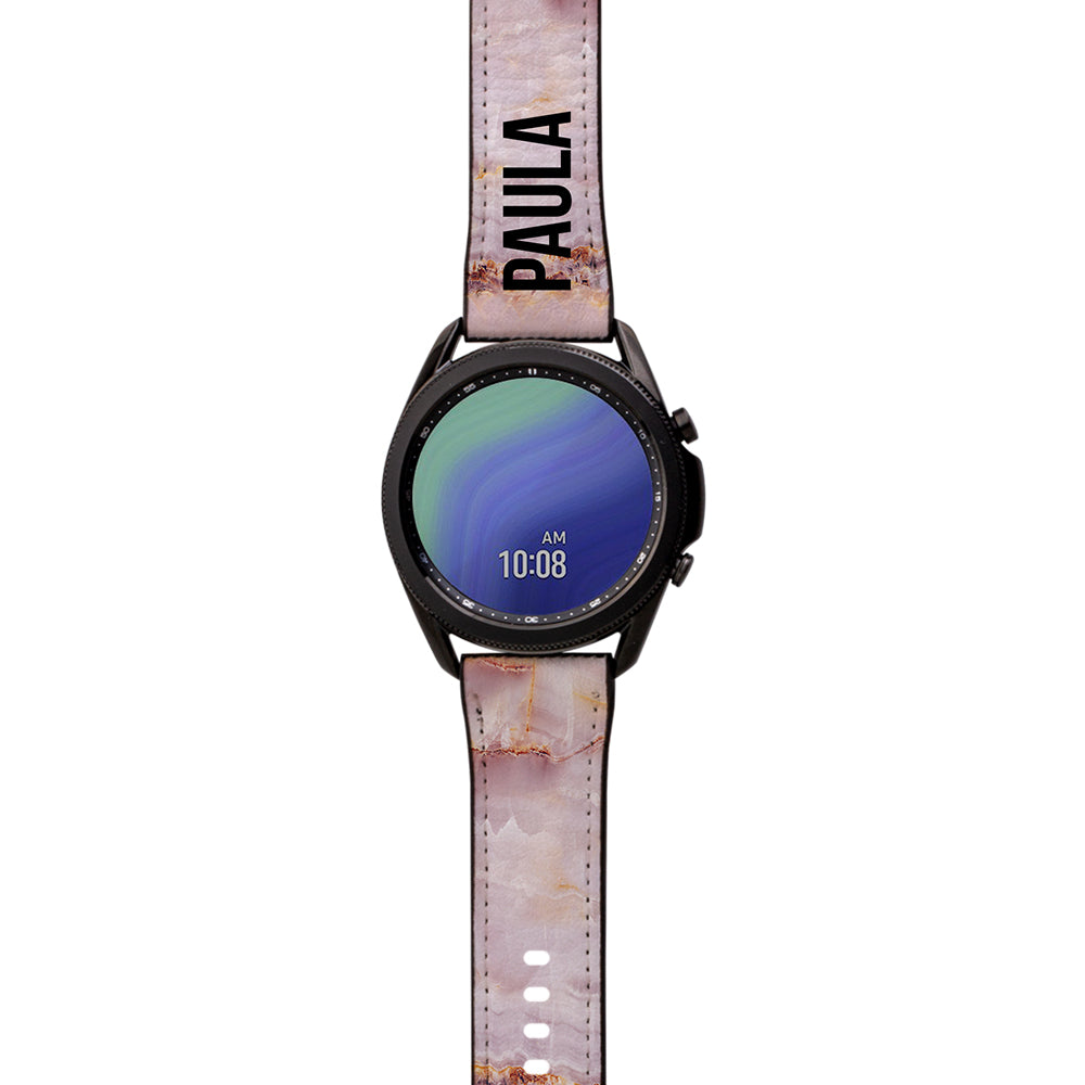 Personalised Natural Pink Marble Samsung Galaxy Watch3 Strap