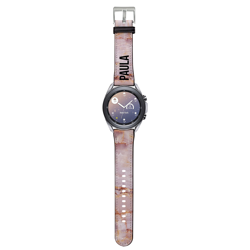 Personalised Natural Pink Marble Samsung Galaxy Watch3 Strap