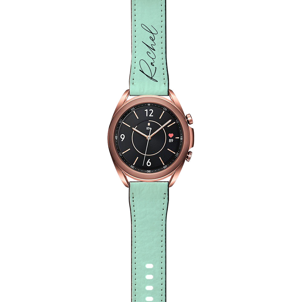 Personalised Pale Green Name Samsung Galaxy Watch3 Strap