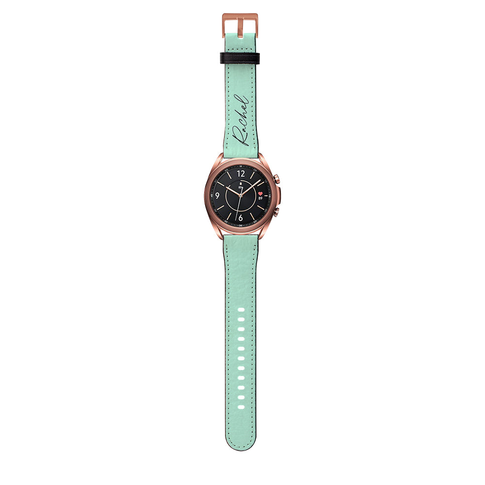 Personalised Pale Green Name Samsung Galaxy Watch3 Strap