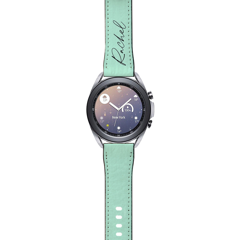 Personalised Pale Green Name Samsung Galaxy Watch3 Strap