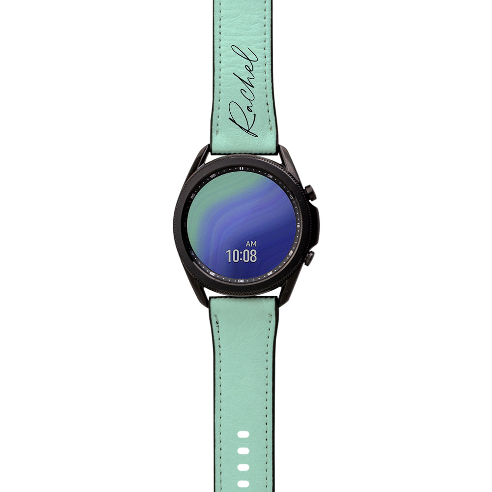 Personalised Pale Green Name Samsung Galaxy Watch3 Strap