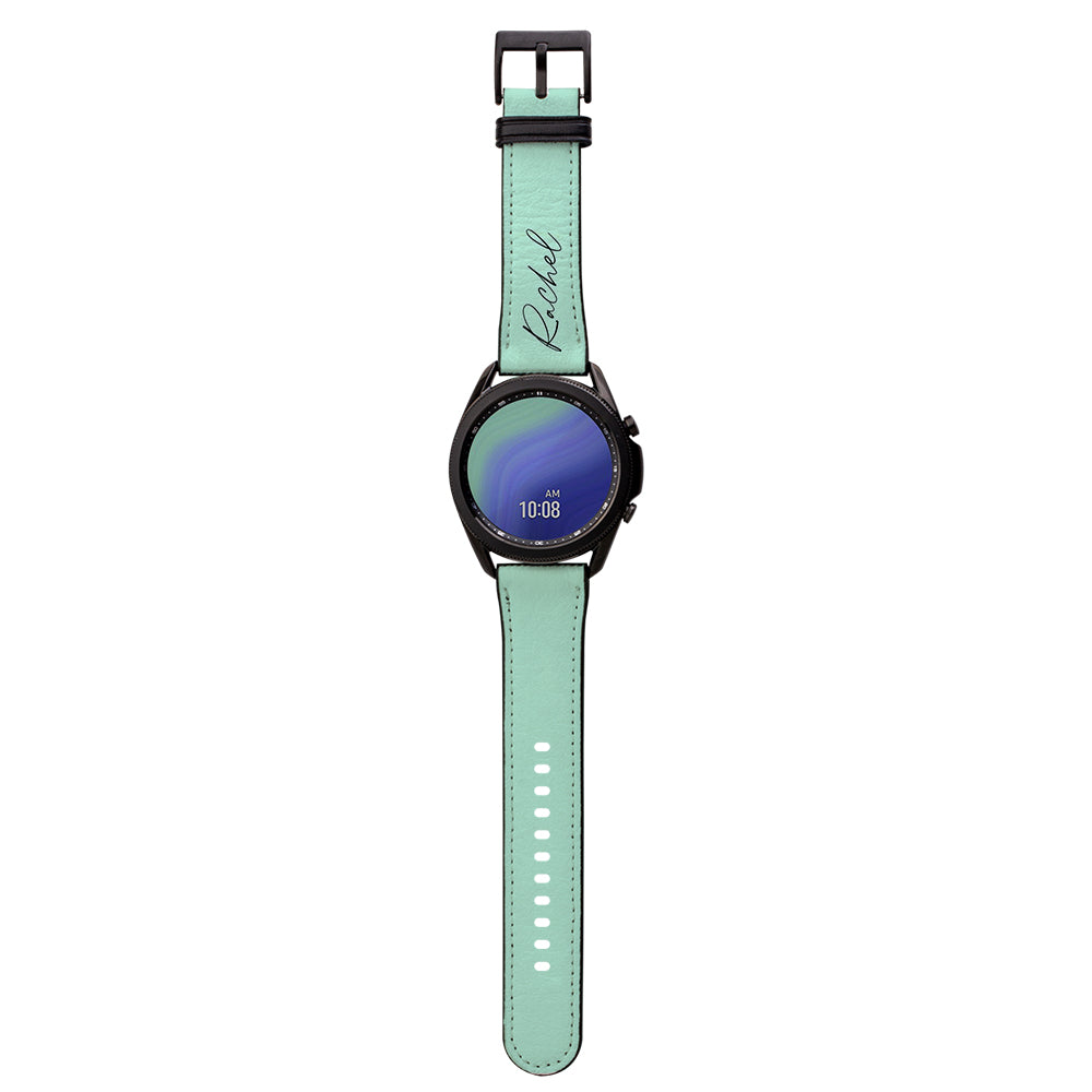 Personalised Pale Green Name Samsung Galaxy Watch3 Strap