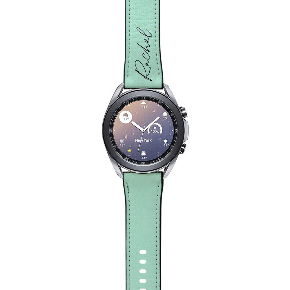 Personalised Pale Green Name Samsung Galaxy Watch3 Strap