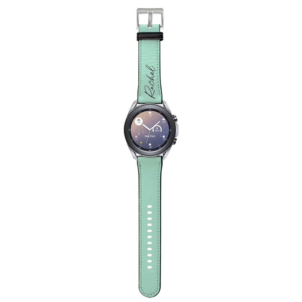 Personalised Pale Green Name Samsung Galaxy Watch3 Strap