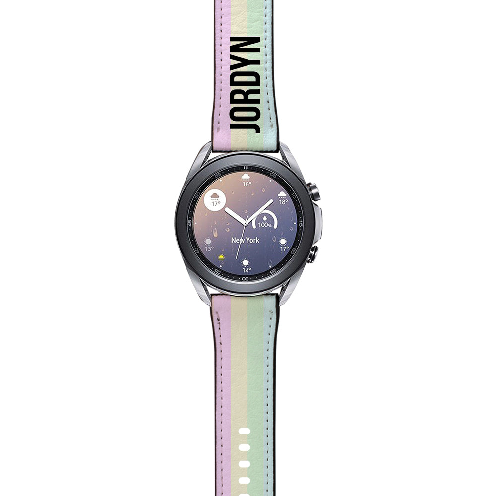 Personalised Pastel Stripes Samsung Galaxy Watch3 Strap