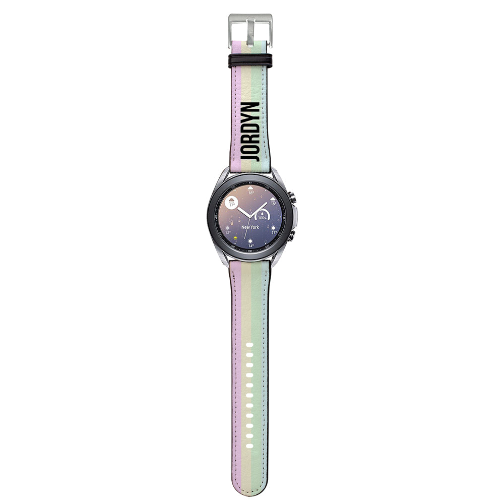 Personalised Pastel Stripes Samsung Galaxy Watch3 Strap