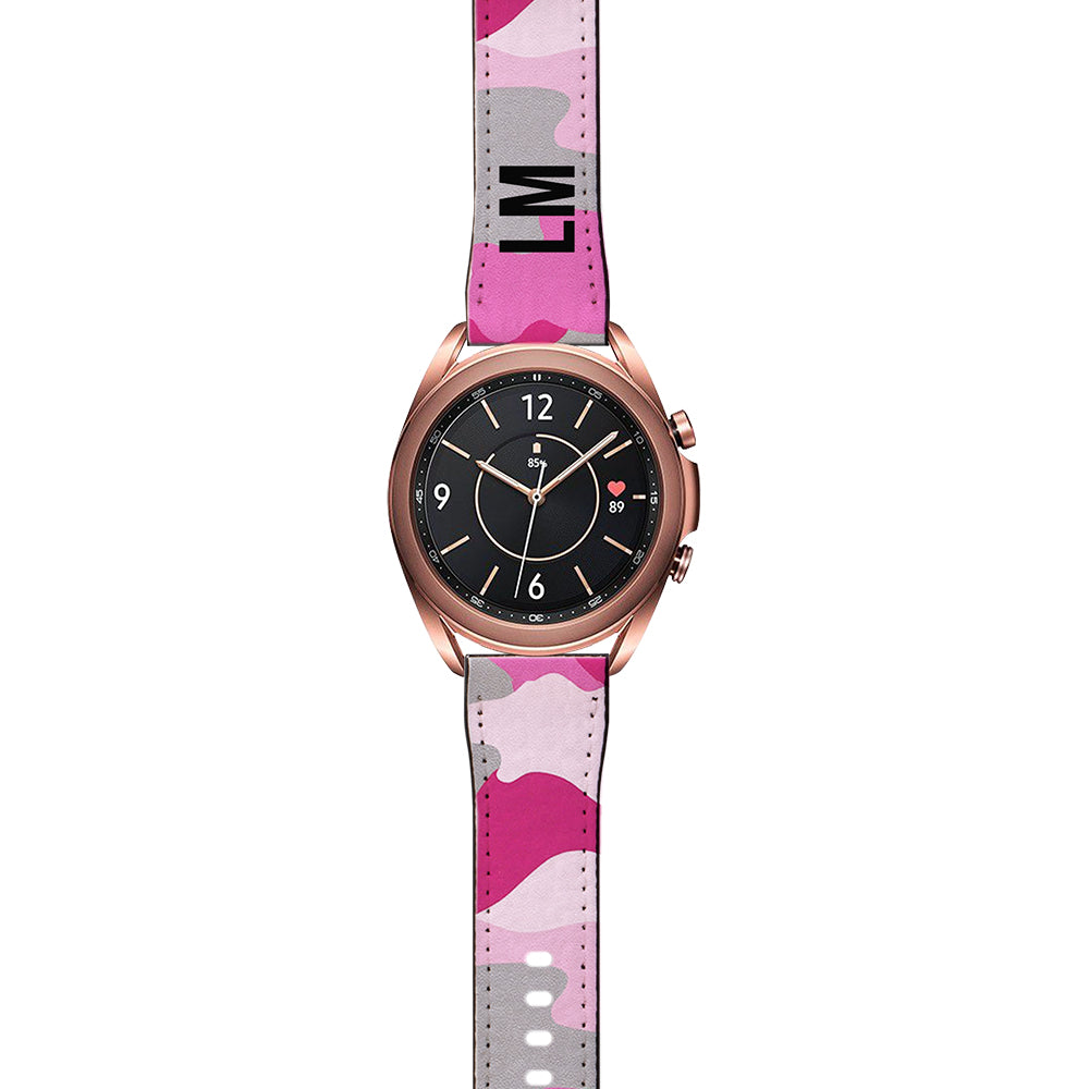 Personalised Pink Camouflage Samsung Galaxy Watch3 Strap