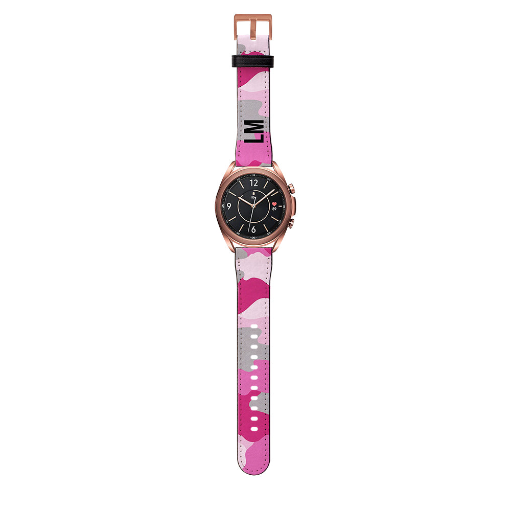 Personalised Pink Camouflage Samsung Galaxy Watch3 Strap