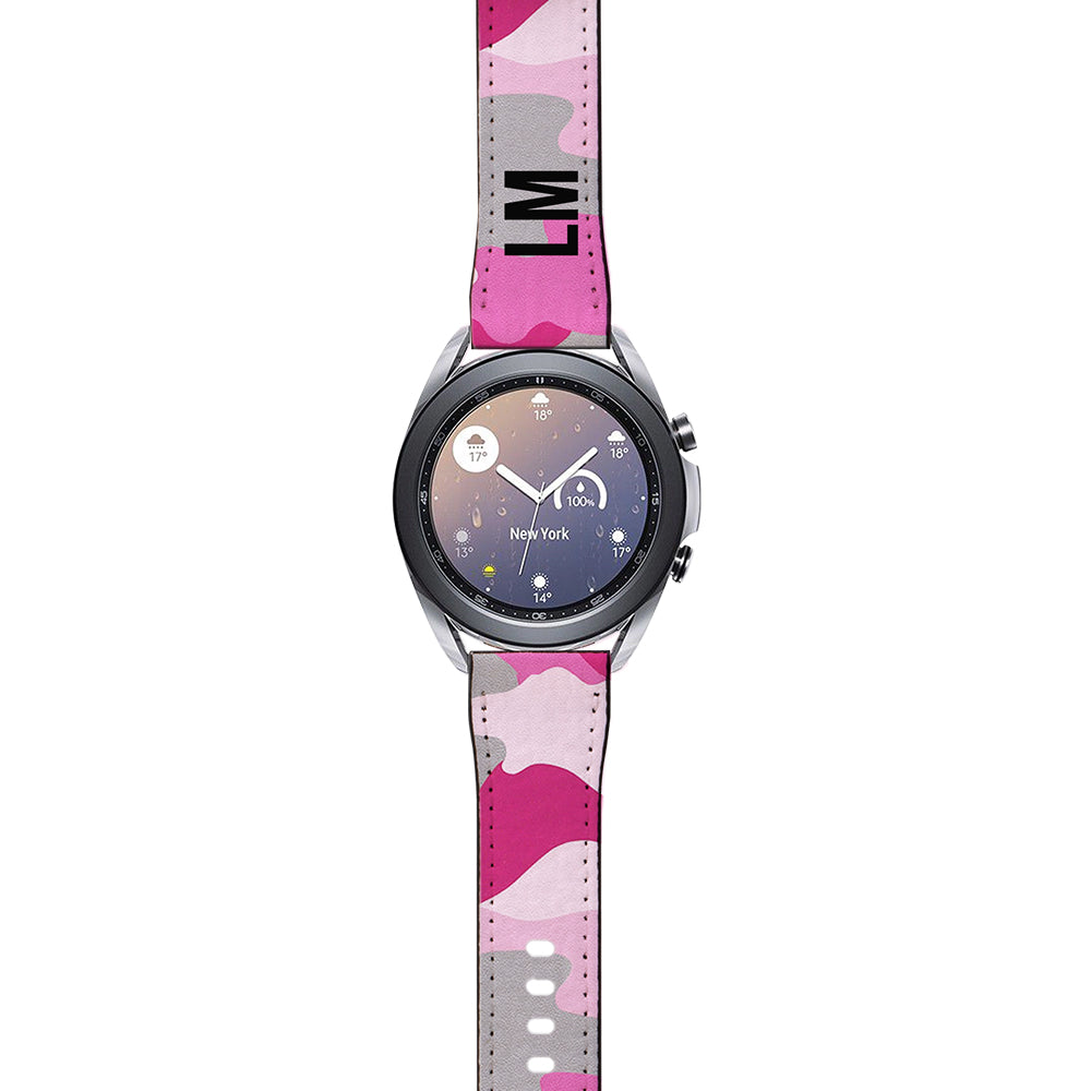 Personalised Pink Camouflage Samsung Galaxy Watch3 Strap