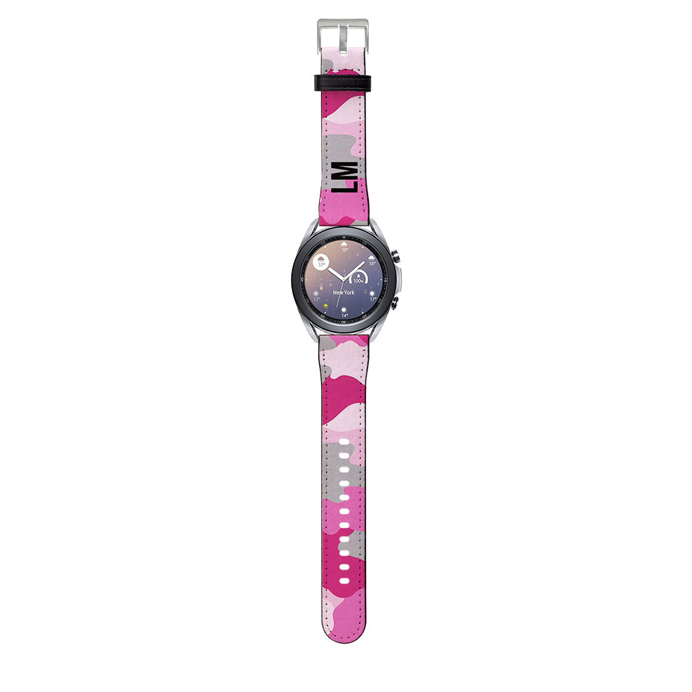 Personalised Pink Camouflage Samsung Galaxy Watch3 Strap