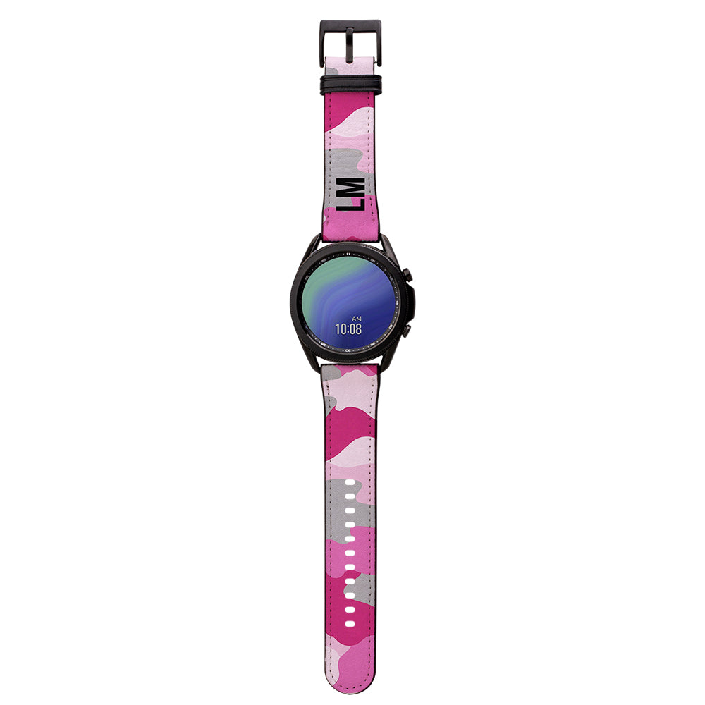 Personalised Pink Camouflage Samsung Galaxy Watch3 Strap