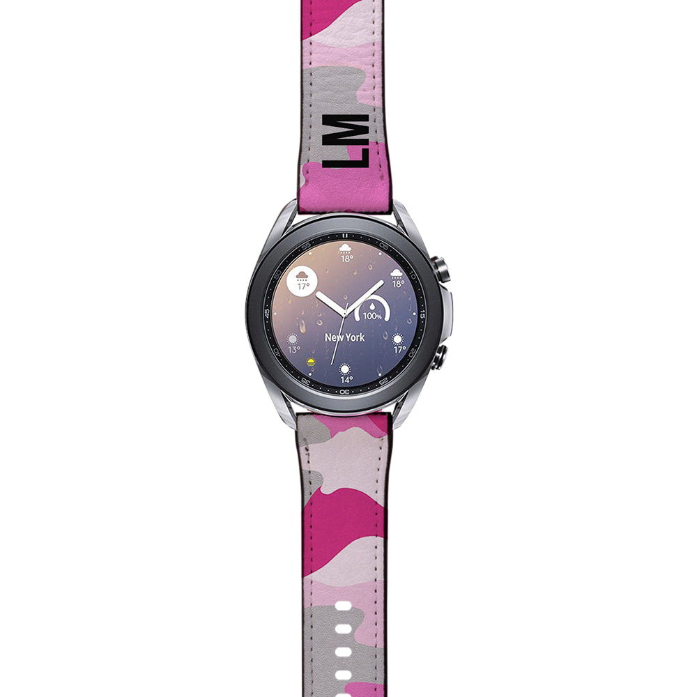 Personalised Pink Camouflage Samsung Galaxy Watch3 Strap