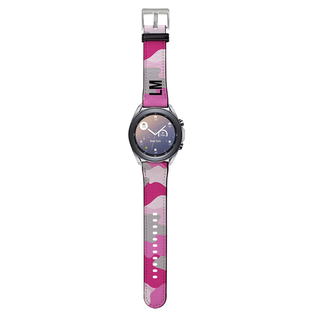 Personalised Pink Camouflage Samsung Galaxy Watch3 Strap