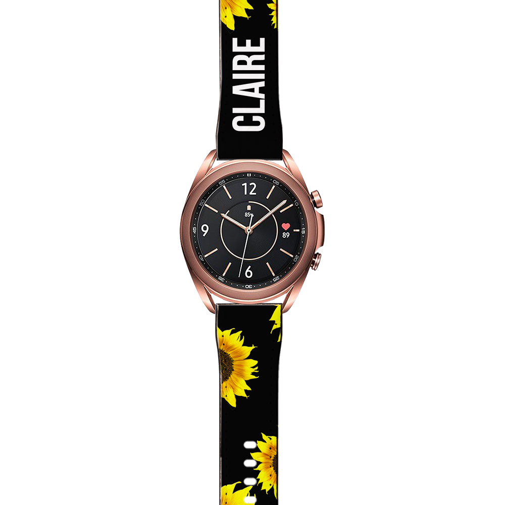Personalised Sunflower Name Samsung Galaxy Watch3 Strap