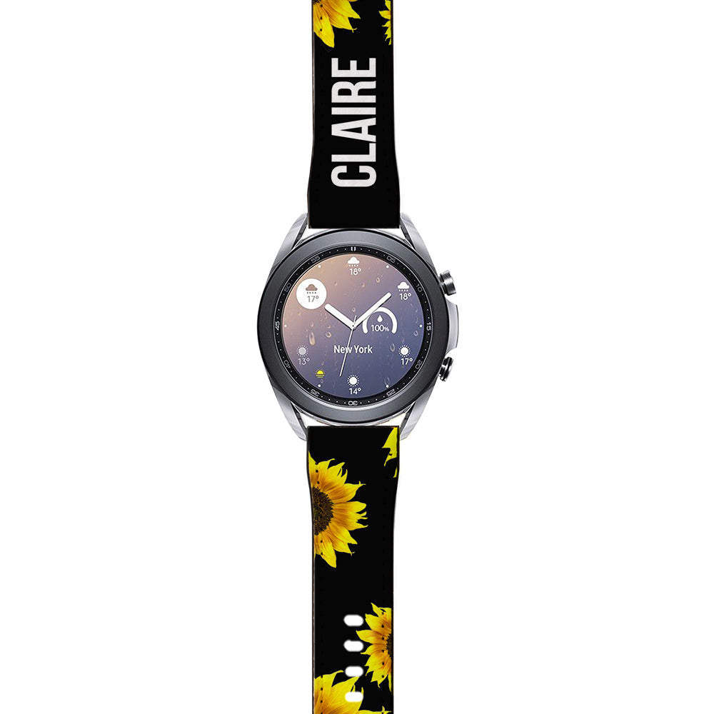 Personalised Sunflower Name Samsung Galaxy Watch3 Strap