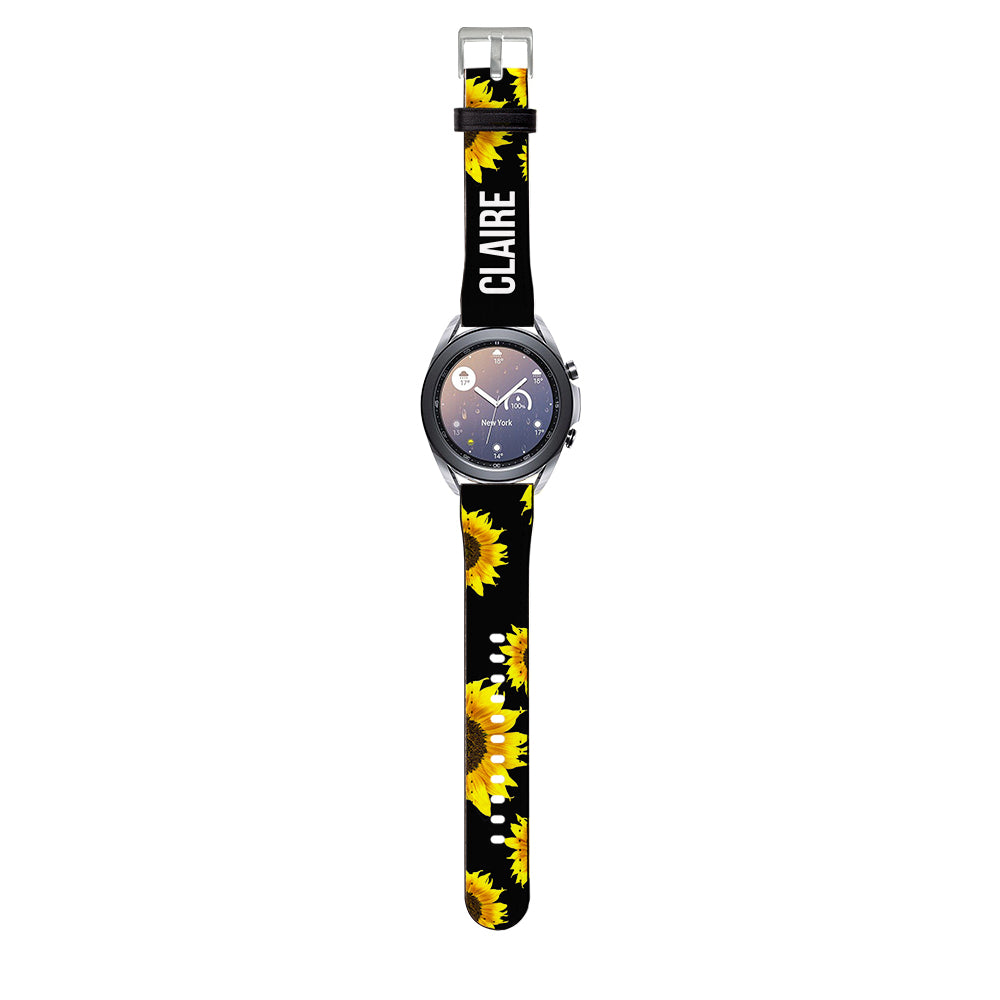 Personalised Sunflower Name Samsung Galaxy Watch3 Strap