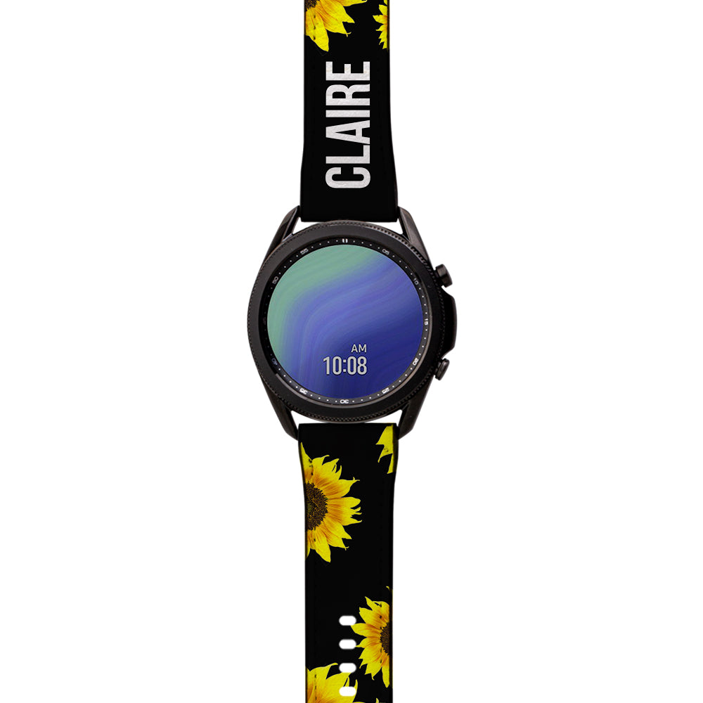 Personalised Sunflower Name Samsung Galaxy Watch3 Strap