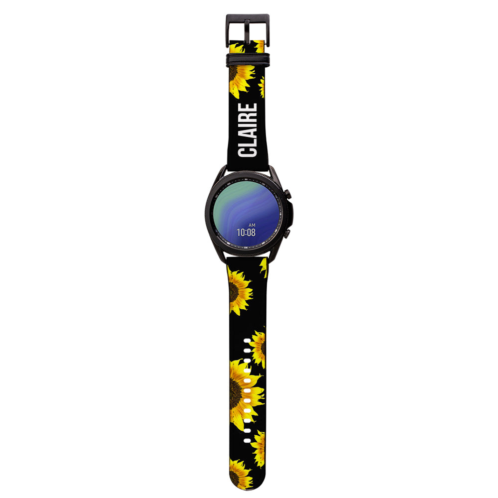Personalised Sunflower Name Samsung Galaxy Watch3 Strap