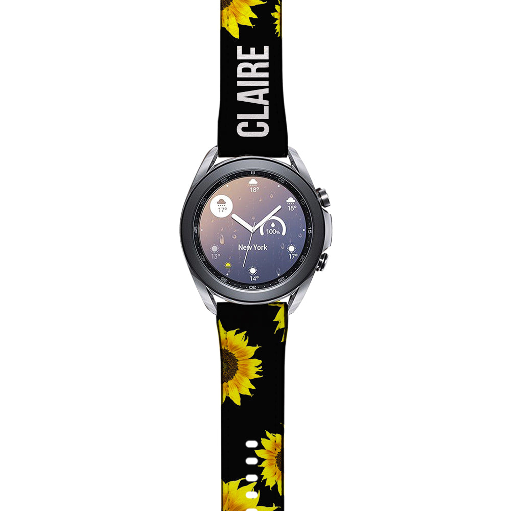Personalised Sunflower Name Samsung Galaxy Watch3 Strap