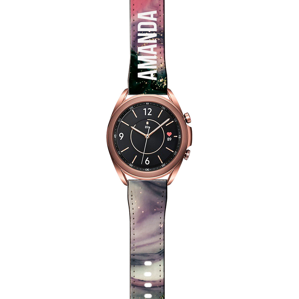 Personalised Swirl Marble Name Samsung Galaxy Watch3 Strap