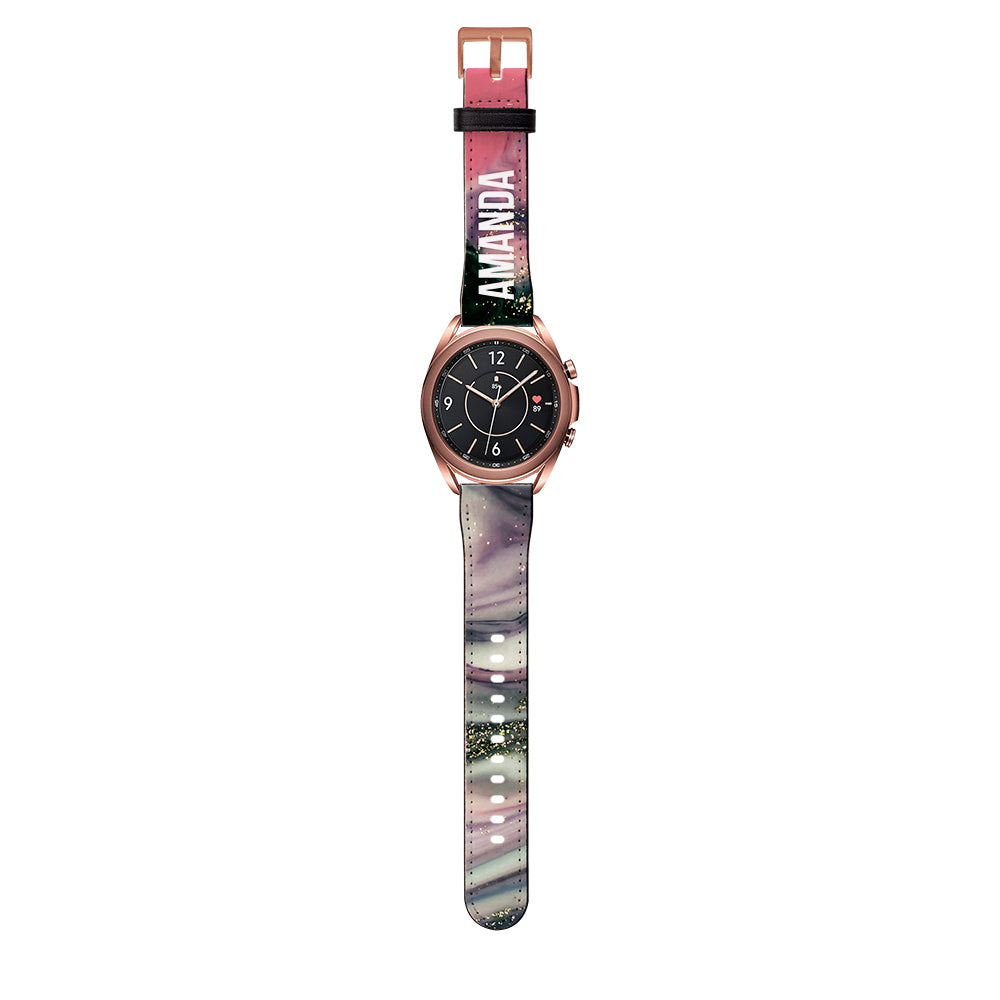 Personalised Swirl Marble Name Samsung Galaxy Watch3 Strap