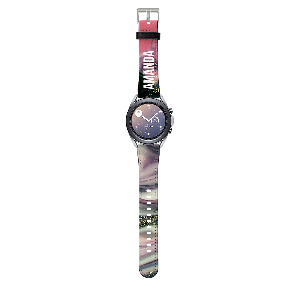 Personalised Swirl Marble Name Samsung Galaxy Watch3 Strap