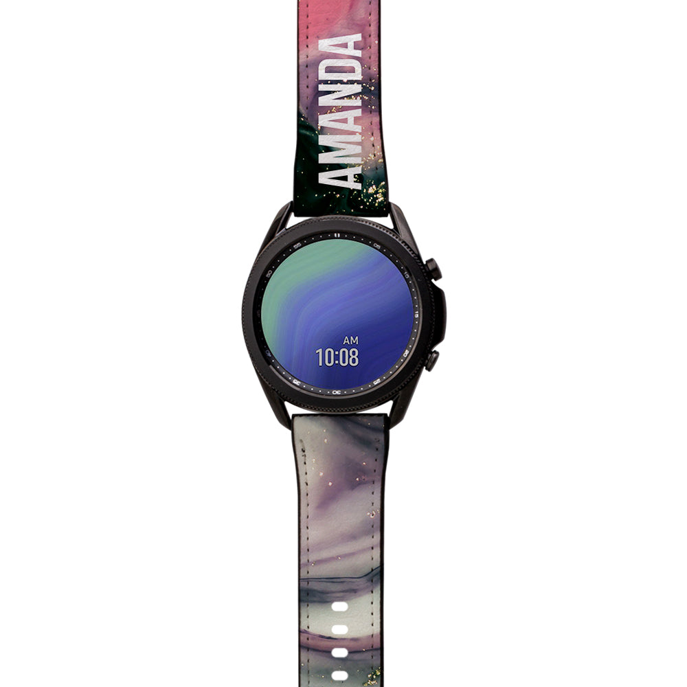 Personalised Swirl Marble Name Samsung Galaxy Watch3 Strap