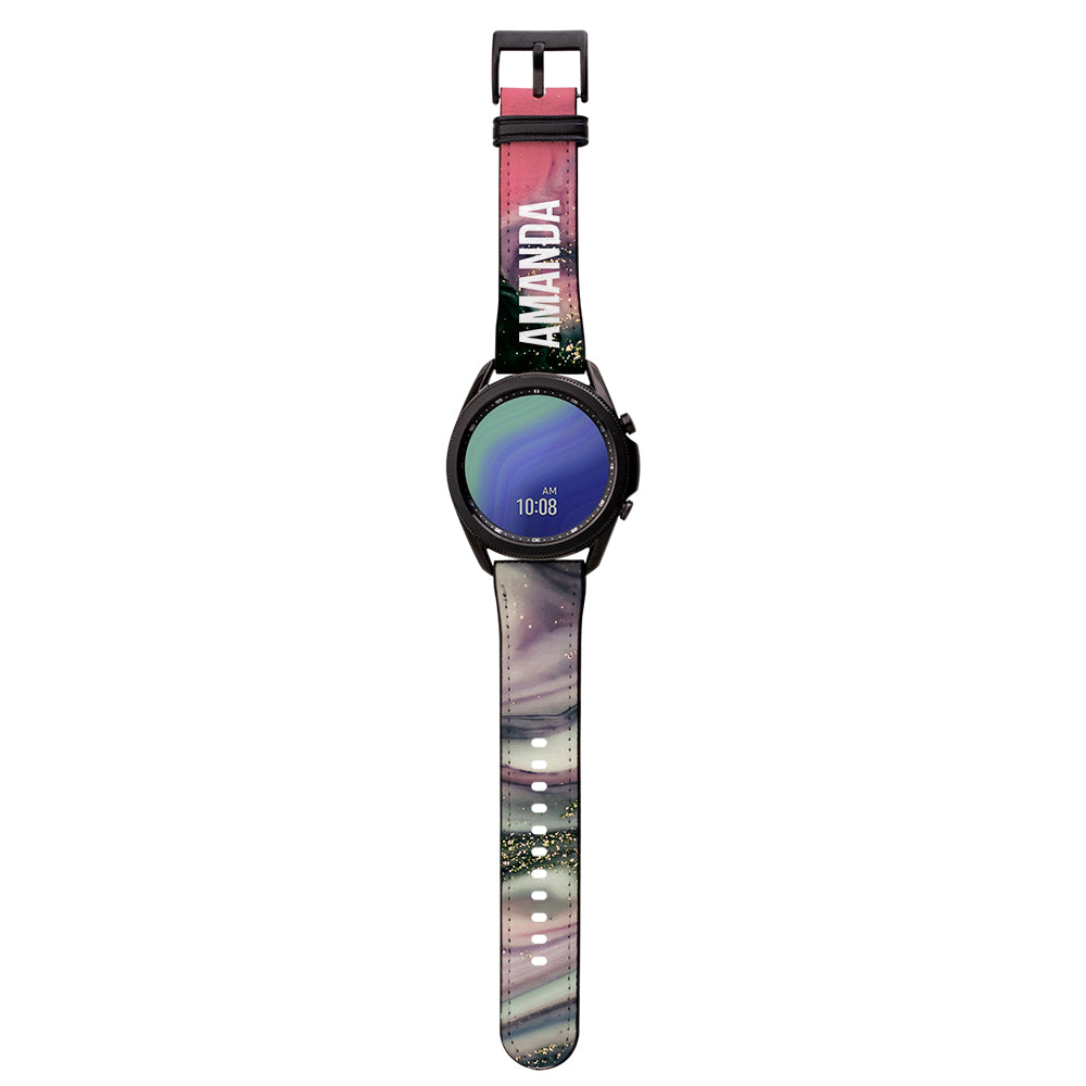 Personalised Swirl Marble Name Samsung Galaxy Watch3 Strap
