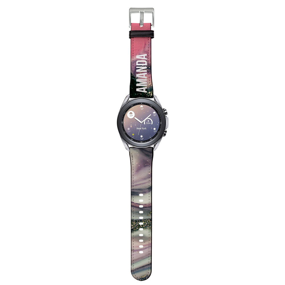Personalised Swirl Marble Name Samsung Galaxy Watch3 Strap