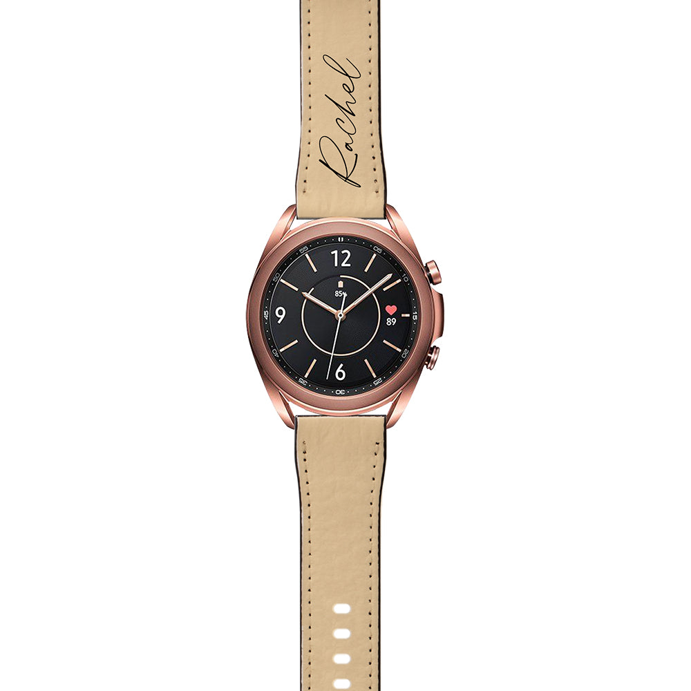 Personalised Tan Name Samsung Galaxy Watch3 Strap