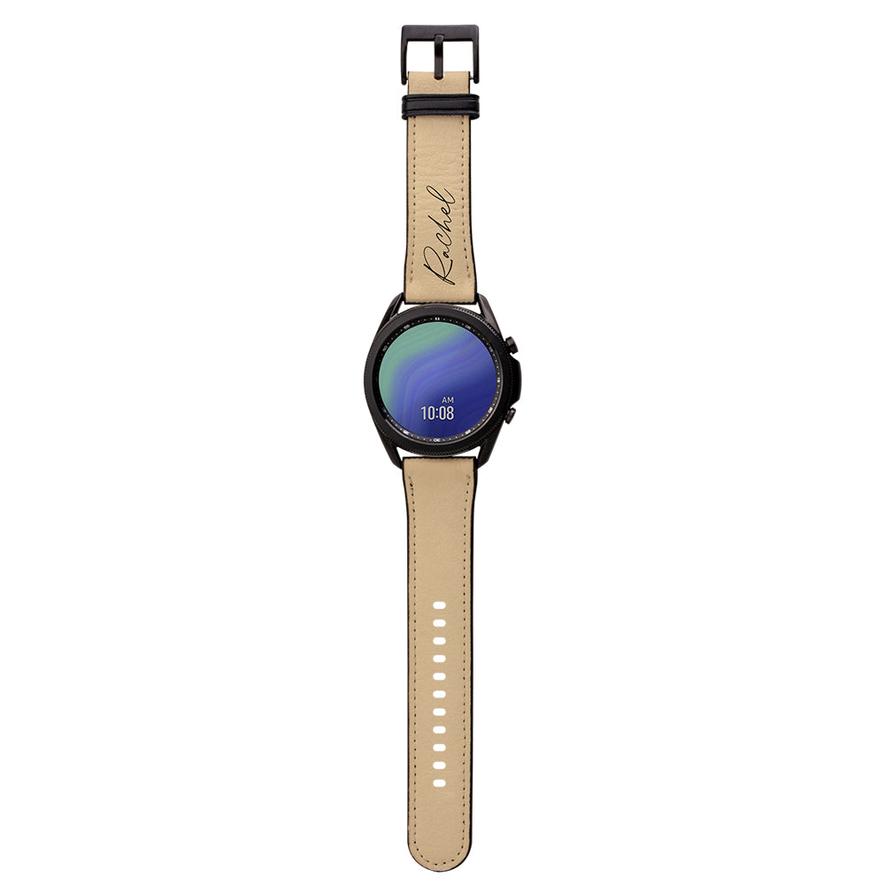 Personalised Tan Name Samsung Galaxy Watch3 Strap