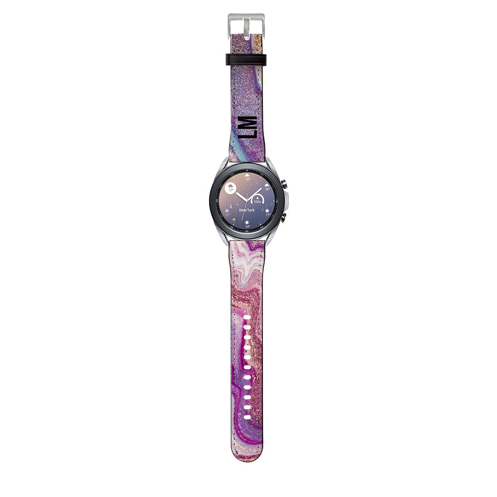 Personalised Violet Marble Initials Samsung Galaxy Watch3 Strap