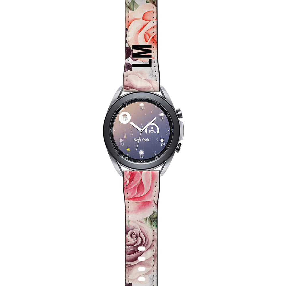 Personalised Watercolor Floral Samsung Galaxy Watch3 Strap