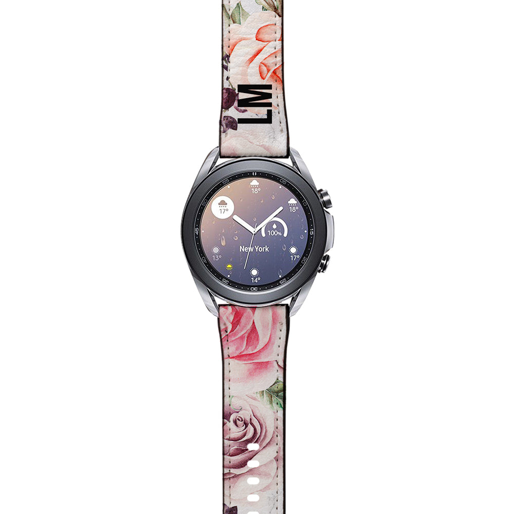 Personalised Watercolor Floral Samsung Galaxy Watch3 Strap