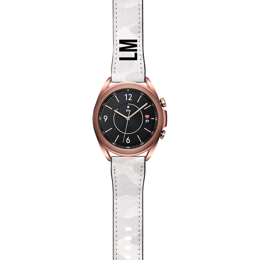 Personalised White Camouflage Samsung Galaxy Watch3 Strap