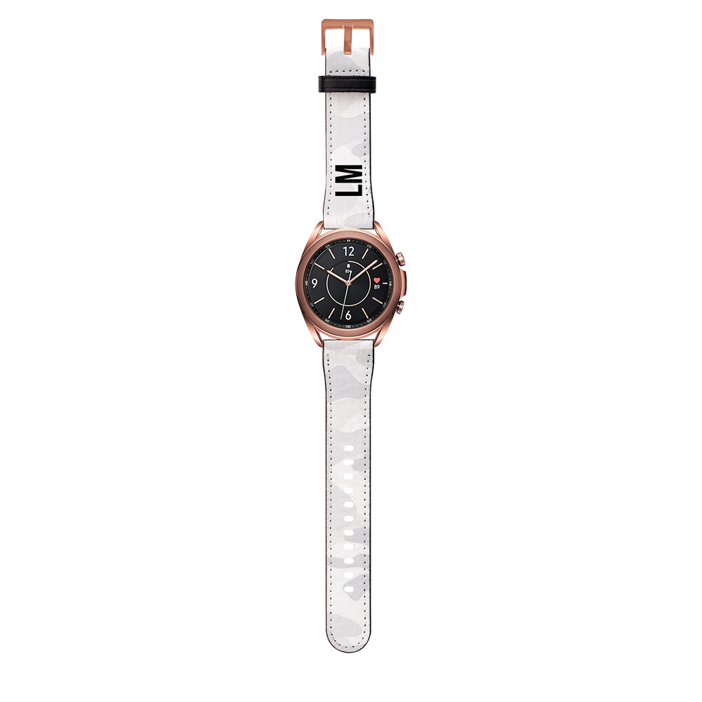 Personalised White Camouflage Samsung Galaxy Watch3 Strap