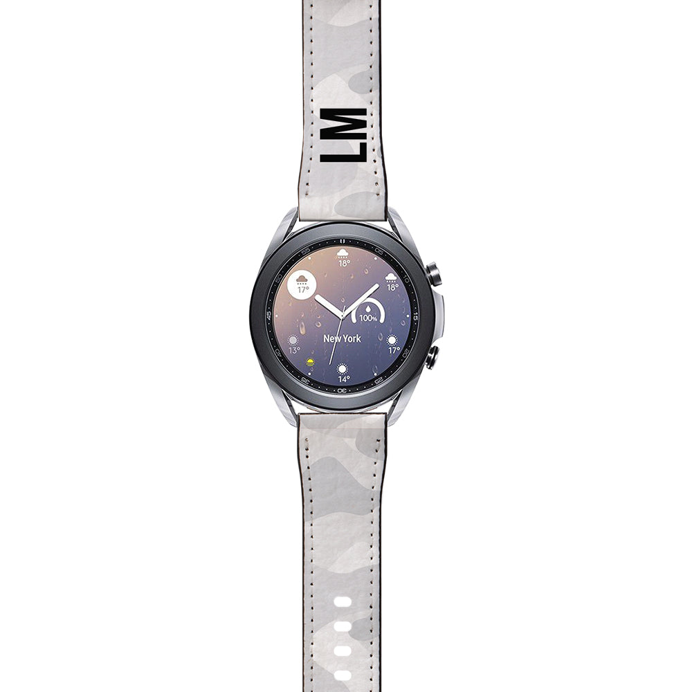 Personalised White Camouflage Samsung Galaxy Watch3 Strap