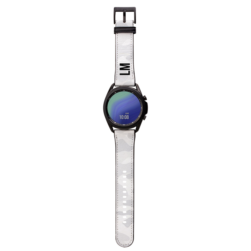 Personalised White Camouflage Samsung Galaxy Watch3 Strap
