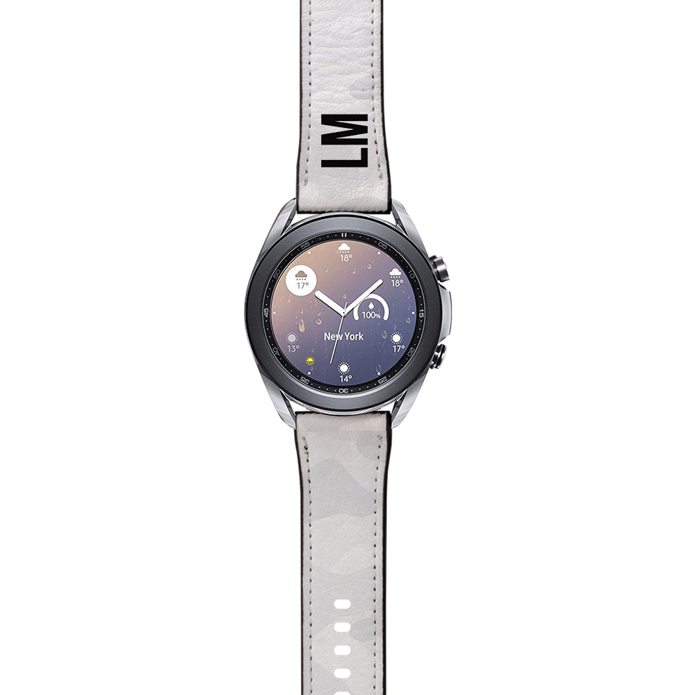 Personalised White Camouflage Samsung Galaxy Watch3 Strap