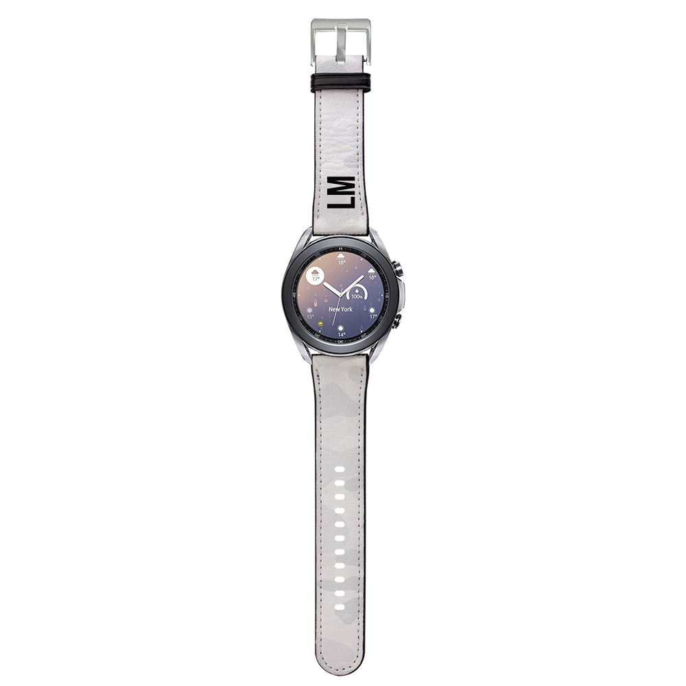 Personalised White Camouflage Samsung Galaxy Watch3 Strap