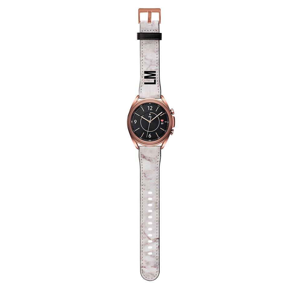 Personalised White Napoli Marble Samsung Galaxy Watch3 Strap