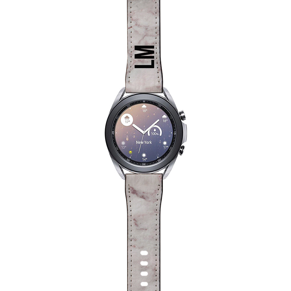 Personalised White Napoli Marble Samsung Galaxy Watch3 Strap